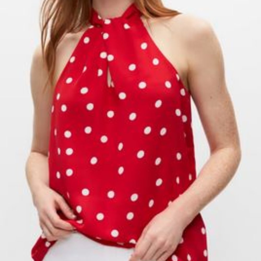 MELANIE LYNE:  Polka Dot Halter Top - red & white